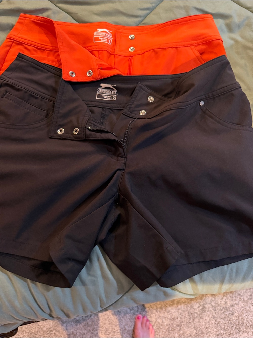 2 pair Slazenger Women’s Athletic Shorts in Black  and orange